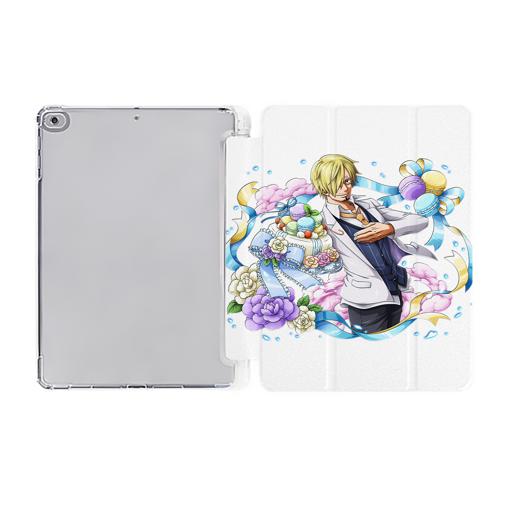 （画像用） ワンピース サンジ ONE PIECE Sanji IPad ケース ペン収納付き 三つ折りスタンド PUレザー×シリコン 対応機種9.5/10.5/10.9インチ